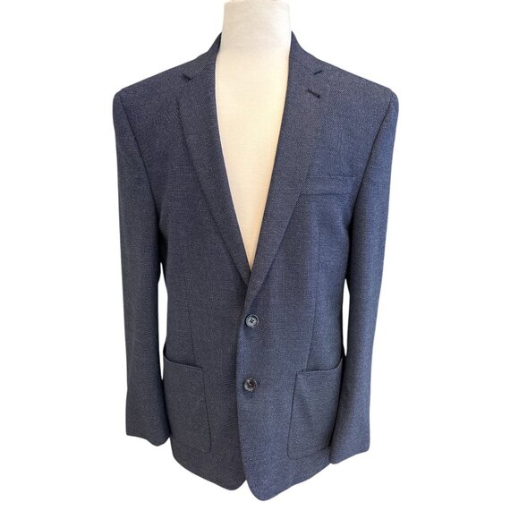 Murano Mens Slim Fit Blue Blazer Jacket - Picture 1 of 12